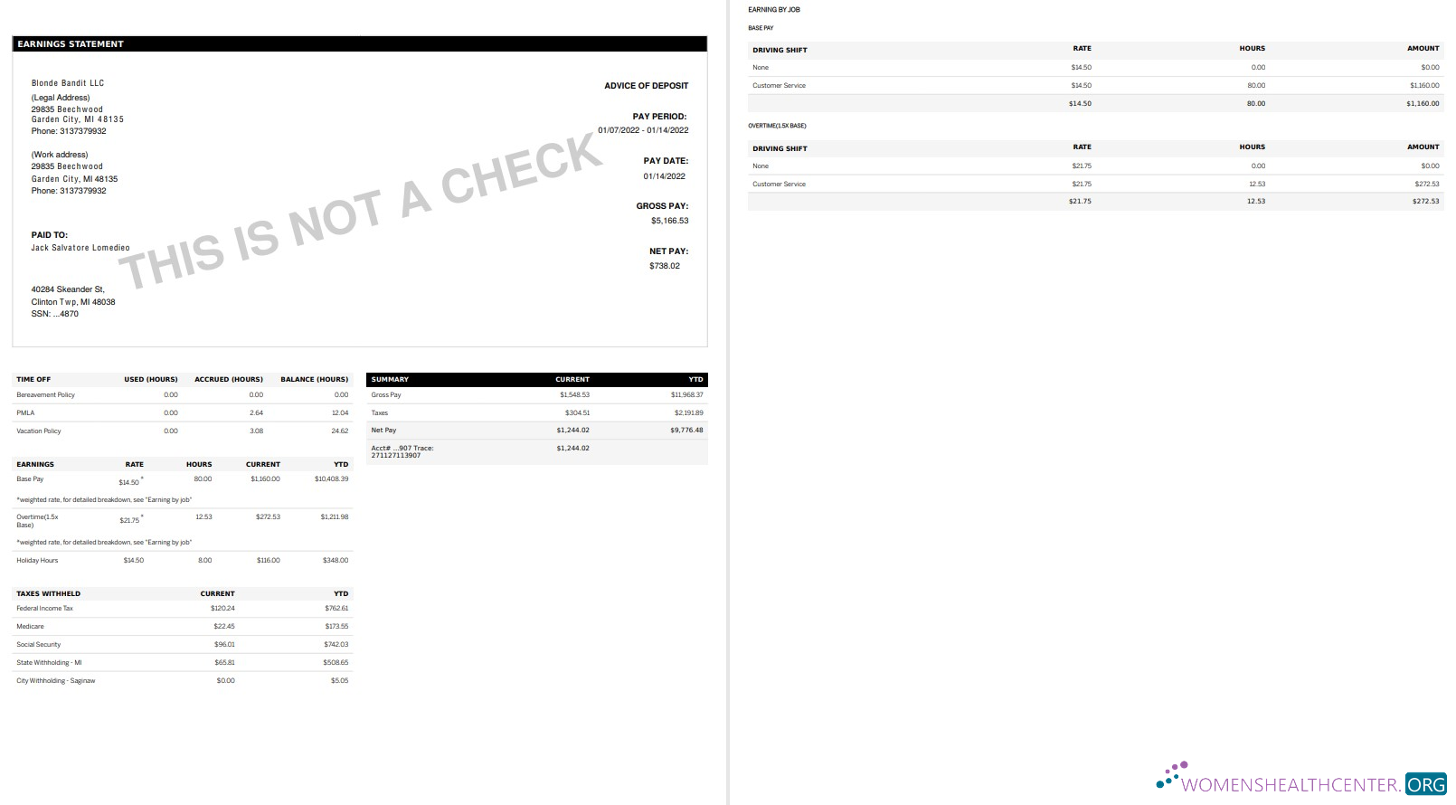 Download GOLDEN LIMOUSINE pay stub in PDF and Words format Photoshop template
